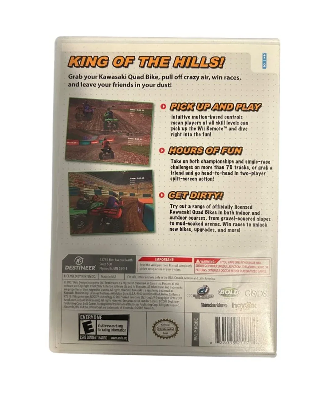 Kawasaki Quad Bikes Nintendo Wii Game With Case & Instruction Booklet